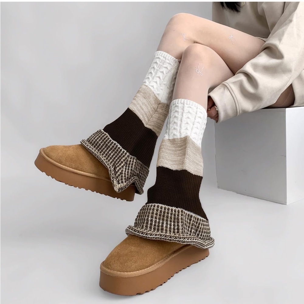 Y2K flared leg warmers sweater material brand new wear with boots or Mary Jane’s